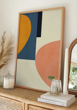 Tablou înramat „Rainbow Plus Shapes  Blue Mustard1” de Ana Rut Bre