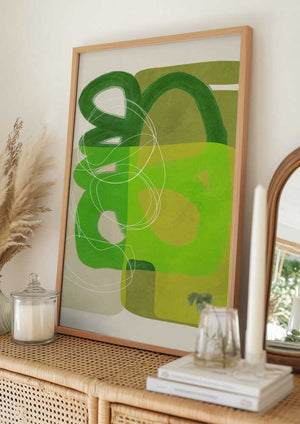 Tablou înramat „Painted Lines Green Tan 4 Kopie” de Ana Rut Bre