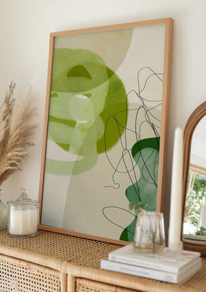 Tablou înramat „Painted Lines Green Tan 3 Kopie” de Ana Rut Bre