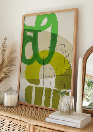 Tablou înramat „Painted Lines Green Tan 2 Kopie” de Ana Rut Bre