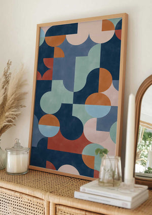 Tablou înramat „Geometric Abstract With Vibrant Colors” de Elena Ristova