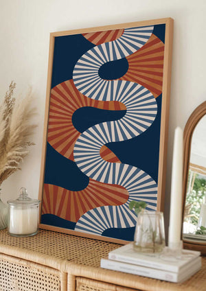 Tablou înramat „Winding Pattern In Retro Colors” de Elena Ristova