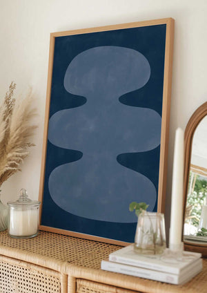Tablou înramat „Blue Silhouette Form” de Elena Ristova