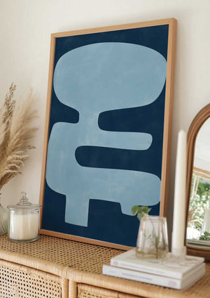Tablou înramat „Blue Silhouette Form” de Elena Ristova