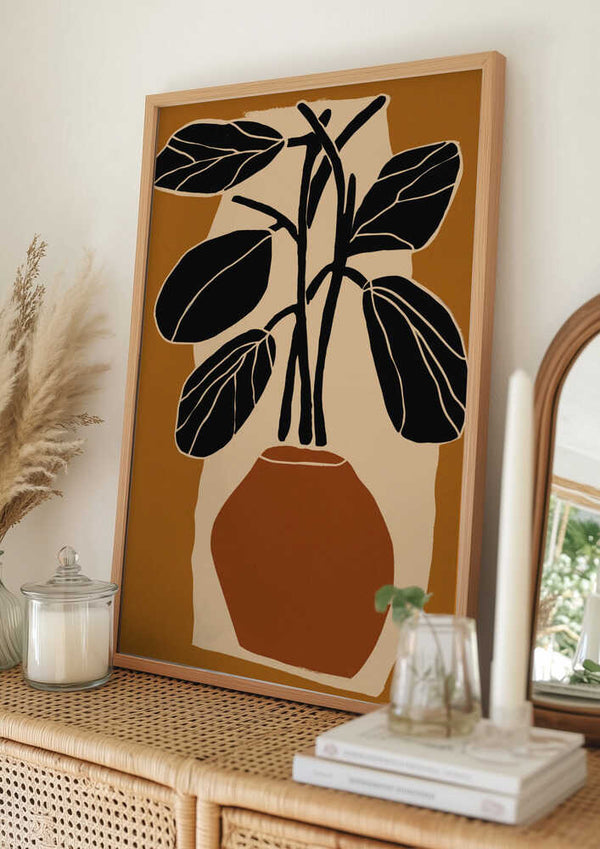 Tablou înramat „Bold Leaf Silhouette” de Treechild