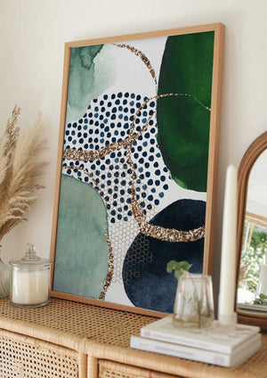 Tablou înramat „Green Shapes” de Sally Ann Moss