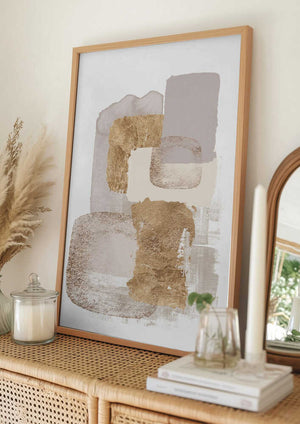 Tablou înramat „Neutral Gold 3” de Sally Ann Moss