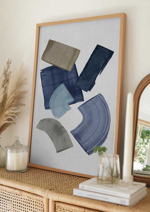 Tablou înramat „Blue & Brown Paint Blocks” de Orara Studio