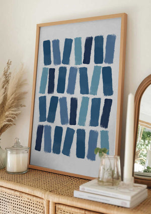 Tablou înramat „Blue Brush Strokes” de Orara Studio