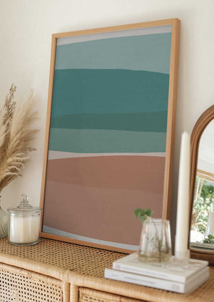 Tablou înramat „Modern Turquoise and Pink” de Orara Studio