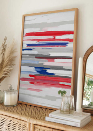 Tablou înramat „BILLS RED WHITE AND BLUES” de Fun Qui