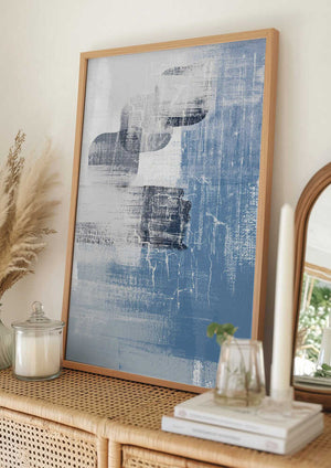 Tablou înramat „Blue Canvas 3” de Sally Ann Moss