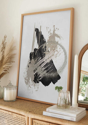 Tablou înramat „Black N Silver 1” de Sally Ann Moss