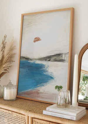Tablou înramat „Landscape Painting with a Serene Beach” de Little Dean