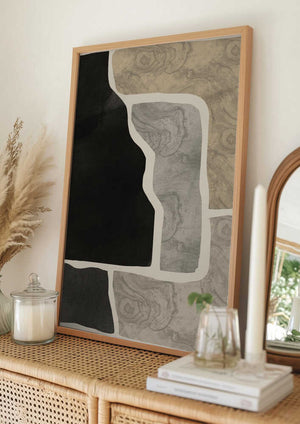 Tablou înramat „Black Abstract Mosaic” de Little Dean