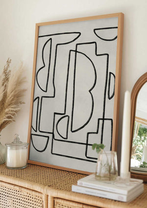 Tablou înramat „Abstract Line Art Sketch” de Little Dean