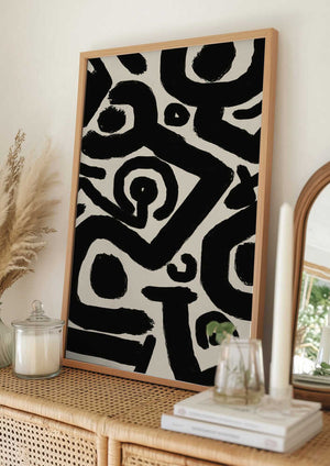 Tablou înramat „Dynamic Pattern of Bold Swirls” de Little Dean