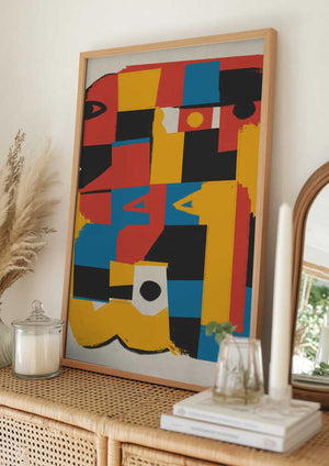 Tablou înramat „Bauhaus Abstract Color Block” de Little Dean