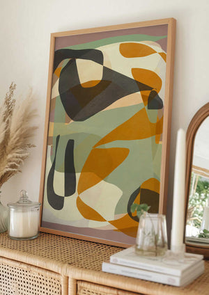 Tablou înramat „Luminous Ochre Abstract Infinity” de Little Dean