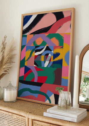 Tablou înramat „Colorful Line Ribbon Abstract” de Little Dean