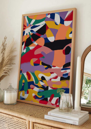 Tablou înramat „Expressionist Colorful Abstract” de Little Dean