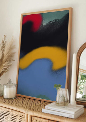 Tablou înramat „Black and Blue Abstract Liquify” de Little Dean