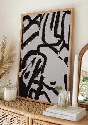 Tablou înramat „Black line in grey” de Little Dean