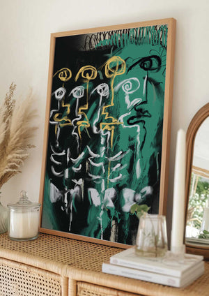 Tablou înramat „Ink and oil abstract 04” de Little Dean