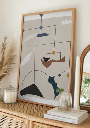 Tablou înramat „Geometric Shapes and Organic Lines” de Little Dean