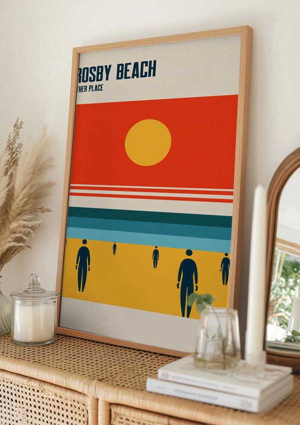 Tablou înramat „Crosby Beach Iron Men Liverpool Merseyside” de Retrodrome