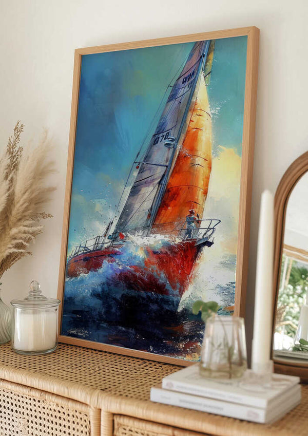 Tablou înramat „Yacht racing sport art 30” de Justyna Jaszke