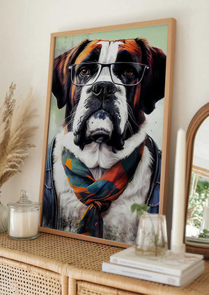 Tablou înramat „Hipster dog animal art” de Justyna Jaszke