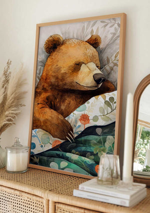 Tablou înramat „Sleepy Bear animal story” de Justyna Jaszke