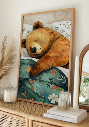 Tablou înramat „Sleepy Bear animal story” de Justyna Jaszke