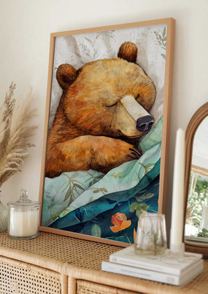 Tablou înramat „Sleepy Bear animal story” de Justyna Jaszke