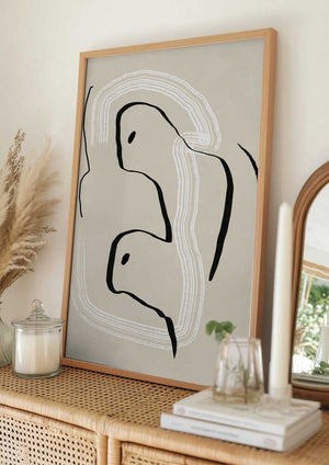 Tablou înramat „Reclining nude line art” de Little Dean