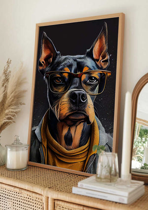 Tablou înramat „Dog hipster 1” de Justyna Jaszke