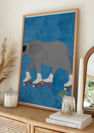 Tablou înramat „Rollerskating elephant” de Sarah Manovski