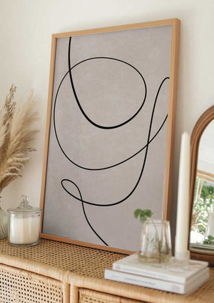 Tablou înramat „Minimal Line Art Abstract Drawing 01” de Little Dean