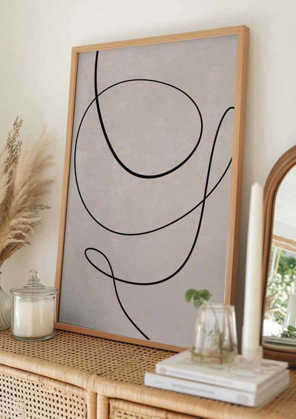 Tablou înramat „Minimal Line Art Abstract Drawing 01” de Little Dean