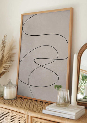 Tablou înramat „Minimal Line Art Abstract Drawing 02” de Little Dean