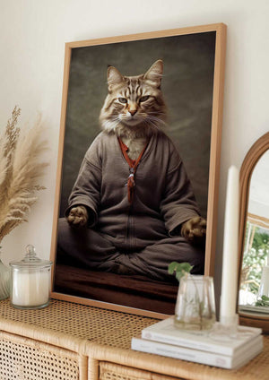 Tablou înramat „Cat yoga 2” de Justyna Jaszke