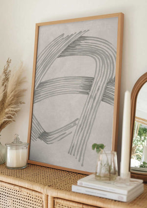 Tablou înramat „Abstract Grey Intersections 02” de Lucrecia Caporale
