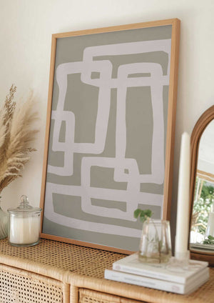 Tablou înramat „Sage Green Abstract Shapes” de Natasha Playell