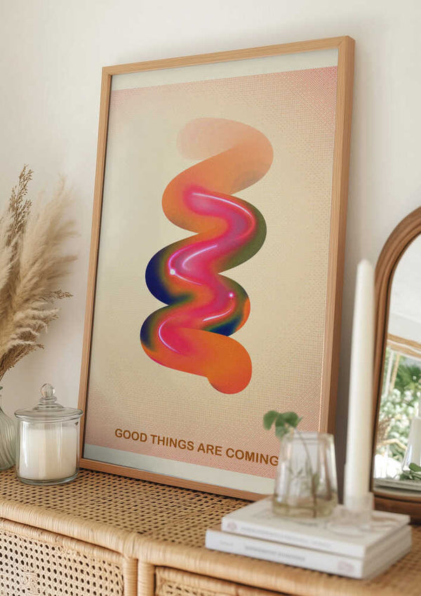 Tablou înramat „RETRO GRAPHIC NO.17 / GOOD THINGS ARE COMING” de The Art Concept