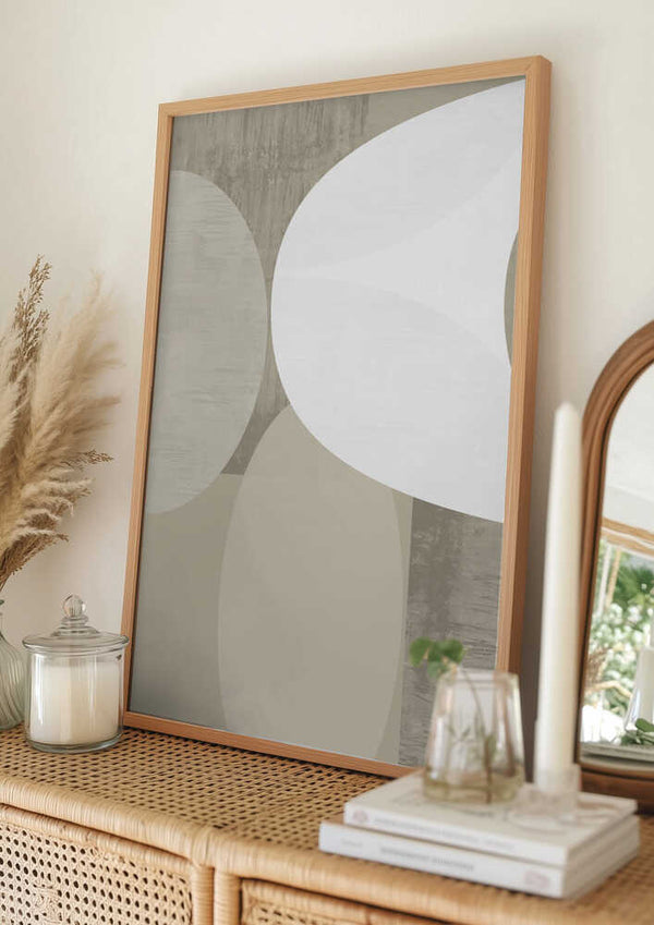 Tablou înramat „Black White Neutral Shapes 1” de cartissi