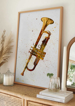 Tablou înramat „Trumpet Abstract Watercolor” de Michael Tompsett