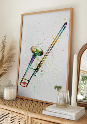 Tablou înramat „Trombone Abstract Watercolor” de Michael Tompsett