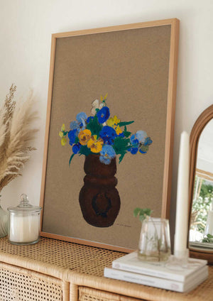 Tablou înramat „Pansies” de Odilon Redon