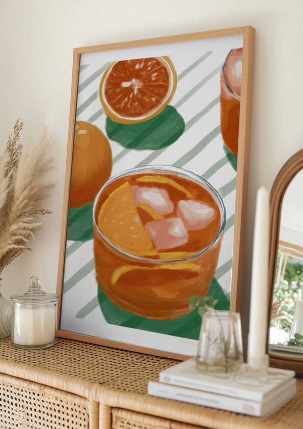 Tablou înramat „Pandc Cocktailandstripes Copy 2” de Jenny Liz Rome